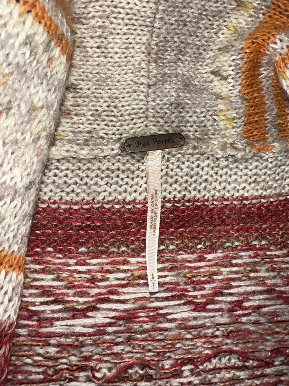 Free People Striped Open Maxi Cardigan Duster in Cream, Rust, Orange Wool Blend - Picture 11 of 12